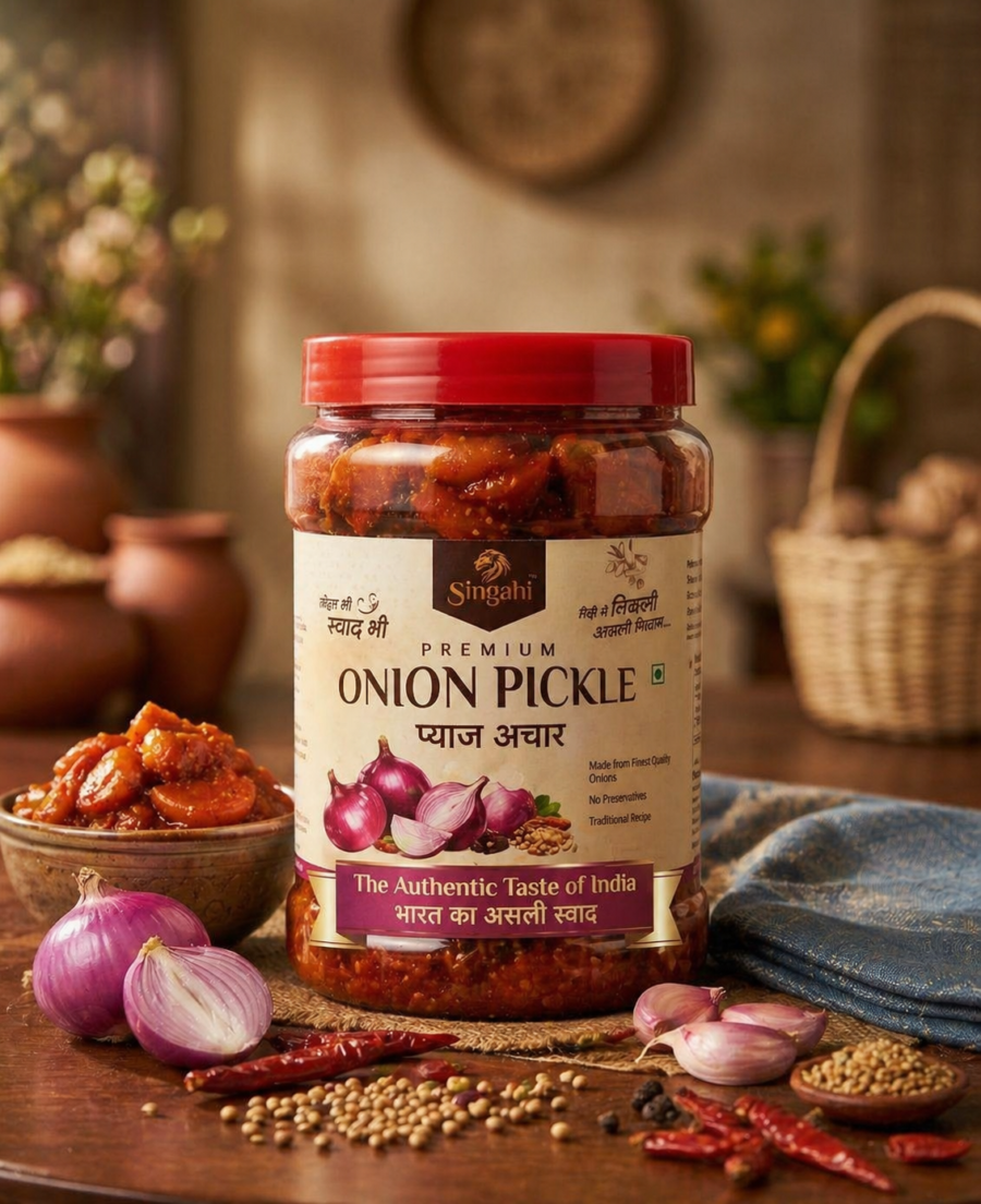 homemade onion pickle pyaz achar natural spicy traditional indian pickle chemical free